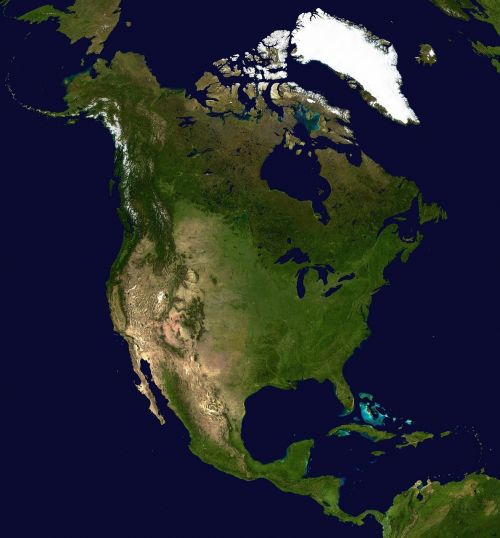 Šiaurės Amerika, Žemynas, Amerikietis, Palydovinė Nuotrauka, Palydovinis Vaizdas, Oro Vaizdas, Žemė, Žemėlapis, Centrinė Amerika