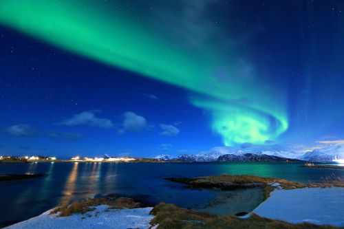 Šiaurės Pašvaistė, Norvegija, Arktinė, Borealis, Žalias, Žiema, Kraštovaizdis, Skandinavija, Tromso