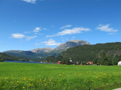 Norvegija, Gaular, Kalnas, Vasara