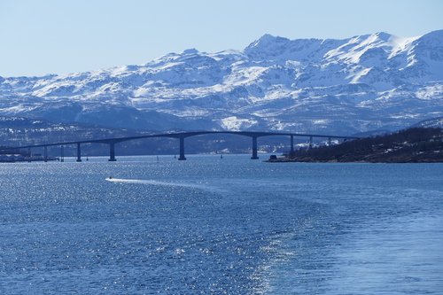 Norvegija,  Hurtigruten,  Statyba,  Tiltas,  Struktūra,  Kalnai,  Sniegas,  Vanduo