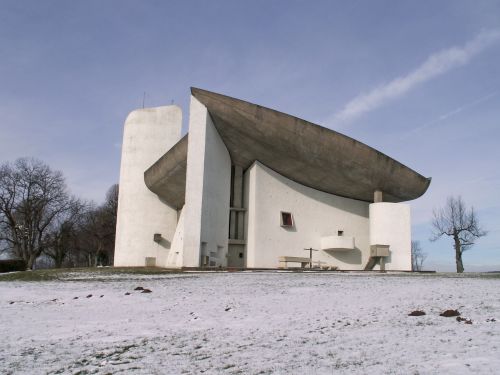 Notre-Dame You Skin De Ronchamp, Ronchamp, Koplyčia, Sniegas, Žiema, Le Corbusier, Architektūra