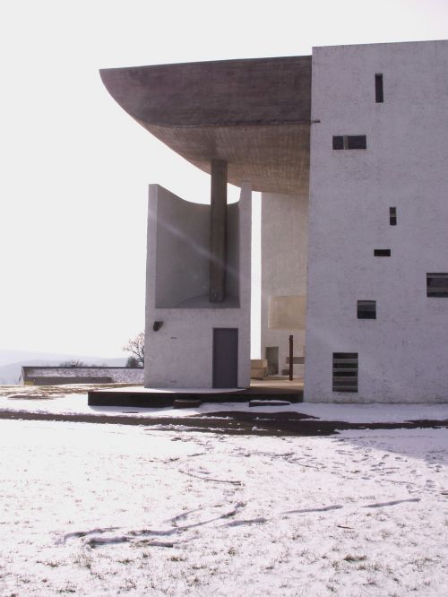 Notre-Dame You Skin De Ronchamp, Ronchamp, Koplyčia, Sniegas, Žiema, Le Corbusier, Architektūra