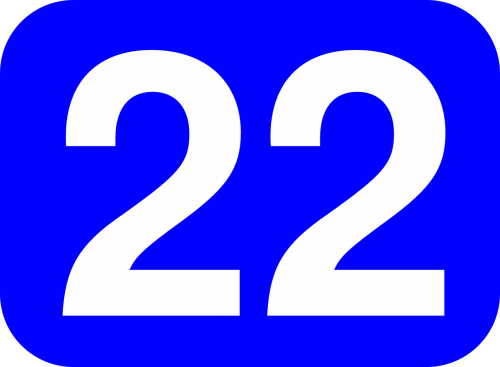Numeris, 22, Mėlynas, Balta, Figūra, Suapvalintas, Stačiakampis, Nemokama Vektorinė Grafika
