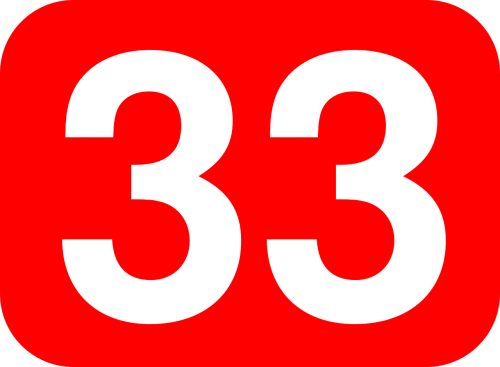 Numeris, 33, Suapvalintas, Stačiakampis, Figūra, Raudona, Balta, Nemokama Vektorinė Grafika