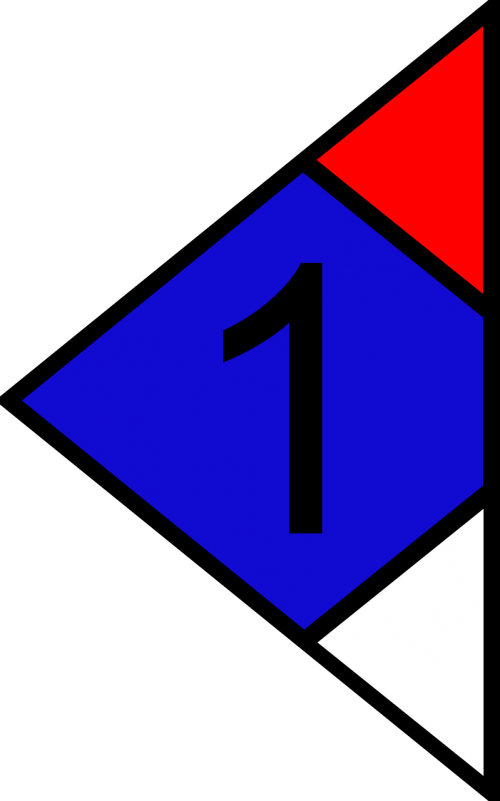 Numeris, 1, Trikampis, Mėlynas, Raudona, Balta, Nemokama Vektorinė Grafika
