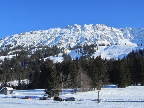 Oberjoch, Panorama, Allgäu, Žiema