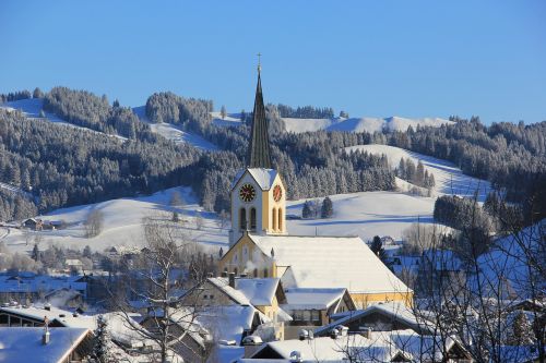 Oberstaufen, Miesto Vaizdas, Bažnyčia, Žiema