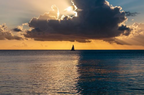 Vandenynų Saulėlydis, Atlanto Vandenynas, Barbados, Burlaivis, Dievo Spinduliai