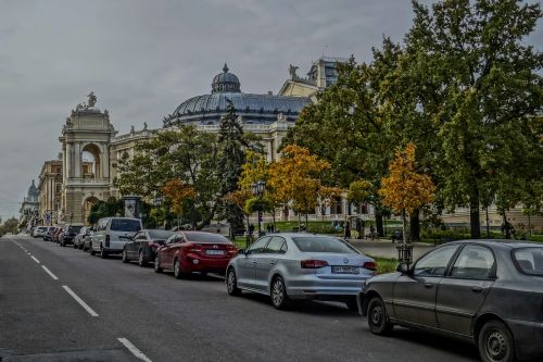 Odessa, Teatras, Gatvė, Mašinos
