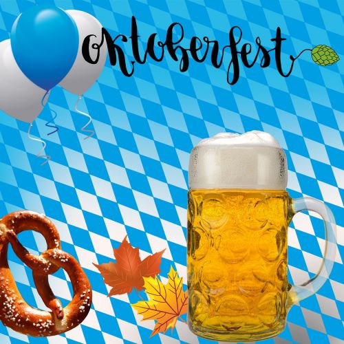 Oktoberfest, Munich, Liaudies Šventė, Bavarija, Bavarian, Linksma, Mėlynas, Balta, Alaus Puodelis, Brezn, Keramzelis, Apyniai, Balionas, Kritimo Lapija, Klevas, Deimantas, Argyle Modelis