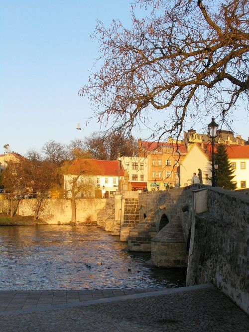 Senas, Tiltas, Upė, Saulėlydis, Atmosfera, Pietų Bohēma, Čekijos Respublika, Písek
