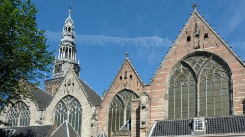 Senoji Bažnyčia, Amsterdamas, Holland, Oude Kerk, Nyderlandai, Architektūra, Centro, Pastatas, Istoriškai, Senamiestis, Pastatai, Fasadas