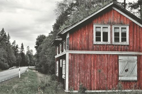 Senas Namas, Kelias, Lauke, Švedija, Raudona, Miškas, Medis, Gamta