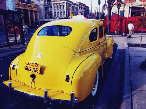 Automobilis,  Automatinis,  Klasikinis,  Vintage,  Senas,  Taksi,  Naujas & Nbsp,  York,  Senoji Taksi Kabina