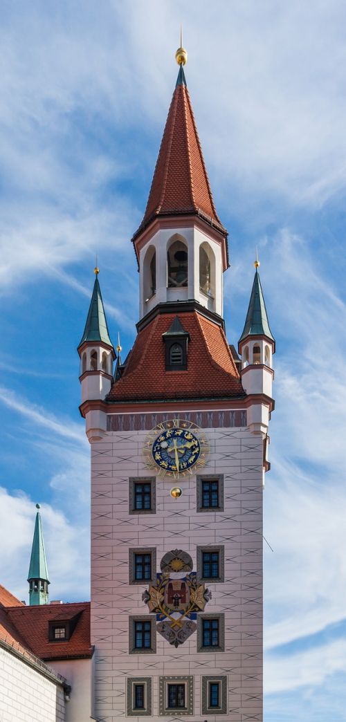 Senoji Miesto Rotušė, Varpinė, Munich, Bavarija, Vokietija, Architektūra, Istorinis, Paminklas