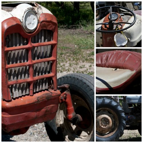Senas,  Vintage,  Klasikinis,  Traktorius,  Mašina,  Mašinos,  Ūkis,  Ūkininkavimas,  Koliažas,  Senas Traktorius