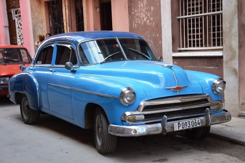 Oldtimer, Kuba, Transporto Priemonė, Mėlynas, Havana