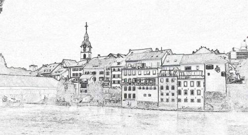 Oltenas, Linijinis Įrašymas, Šveicarijos Miestas, Senamiesčio Vaizdas