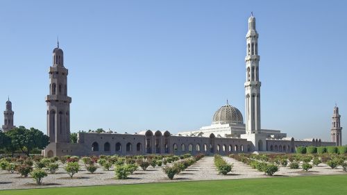 Oman, Muskatas, Sultono Qaboos Didžioji Mečetė, Minaretas, Architektūra, Kelionė, Religija, Pastatas