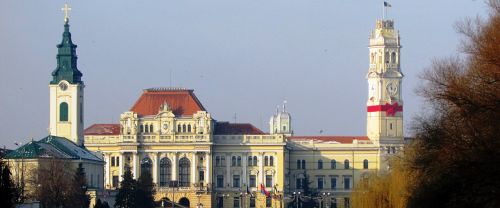 Oradea, Transilvanija, Crisana, Miesto Rotušė, Bihoras, Bažnyčia, Panorama, Miestas