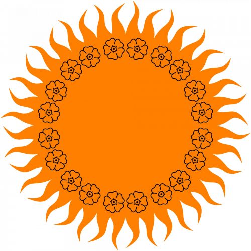 Oranžinė,  Saulė,  Gėlės,  Kaleidoskopas,  Simetriškas,  Juoda,  Kontūrai,  Piešimas,  Izoliuotas,  Balta & Nbsp,  Fonas,  Oranžinė Saulė 2