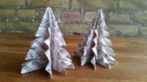 Origami, Kalėdų Papuošalai, Popierius, Medžiai