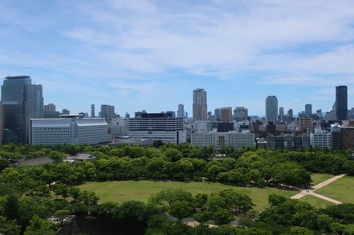 Osaka,  Miestas,  Parkas,  Dangus,  Pastatas