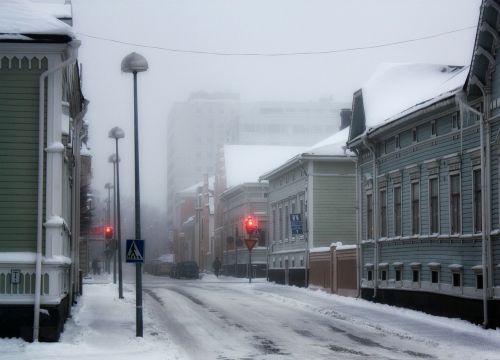 Oulu, Finland, Žiema, Sniegas, Ledas, Pastatai, Snieguotas, Architektūra, Žibintai, Miestas, Miestai, Miesto, Panorama