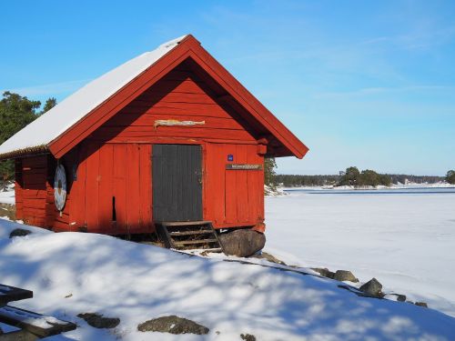 Lauke, Kultūros Pastatas, Žvejys, Sniegas, Žiema, Stokholmo Salynas