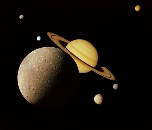 Išorinis, Erdvė, Nasa, Mėnulis, Saturn, Dionas, Žiedai, Tethys, Tamsi