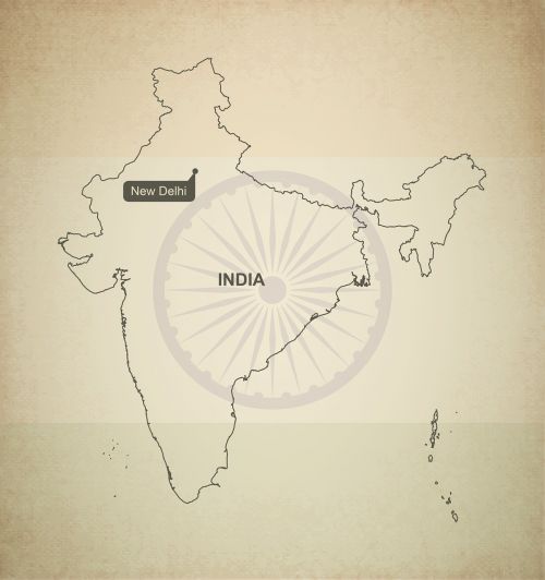 Kontūrai, Žemėlapis, Indija, Geografija, Šalis, Žemėlapiai, Asija, Tikslus, Vėliava
