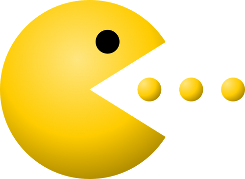 Pacman, Pac-Man, Taškai, Žaidimas, Geltona, Valgymas, Nemokama Vektorinė Grafika