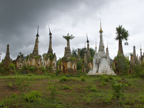 Pagoda, Burma, Šventykla, Debesuota, Debesys