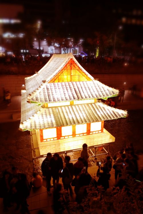 Pagoda, Šventykla, Seulas, Šviesa, Festivalis, Korėja, Naktis, Asija