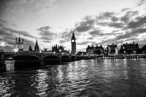 Vestminsterio Rūmai, Didysis Benas, Londonas, Anglija, Peizažas, Miestas, Pastatai, Atspindys, Upė