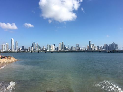Panama, Mėlynas, Panorama, Miestas, Dangoraižis, Dangus