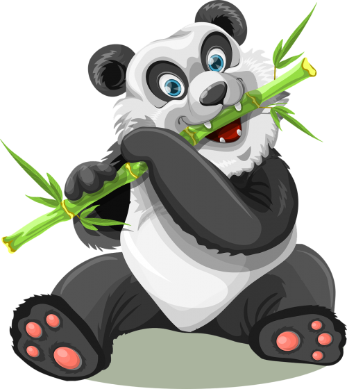Panda, Gyvūnas, Bambukas, Laukiniai, Valgymas, Mielas, Žavinga, Zoologijos Sodas, Gamta, Kailis, Laimingas, Džiaugsmingas, Nemokama Vektorinė Grafika