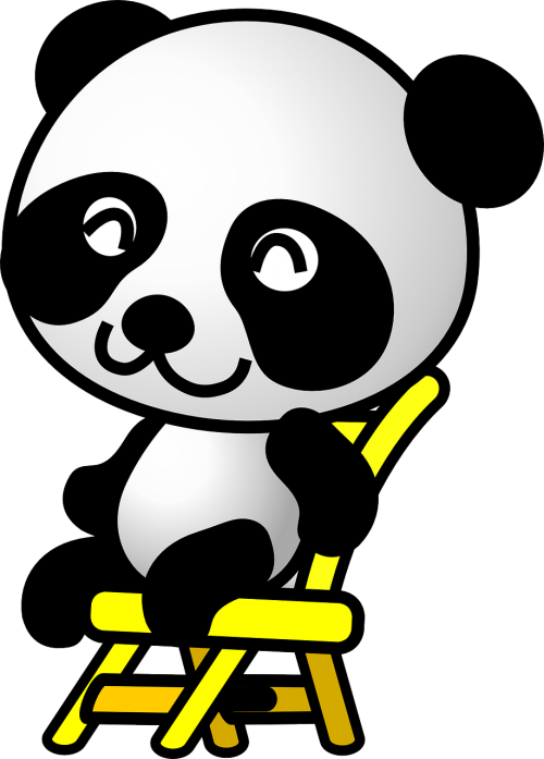 Panda, Sėdi, Gyvūnas, Kėdė, Laimingas, Turinys, Nemokama Vektorinė Grafika