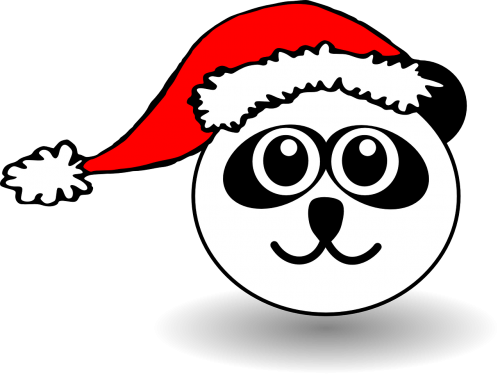 Panda, Laimingas, Gyvūnas, Kalėdos, Kalėdų Senelis, Skrybėlę, Nemokama Vektorinė Grafika