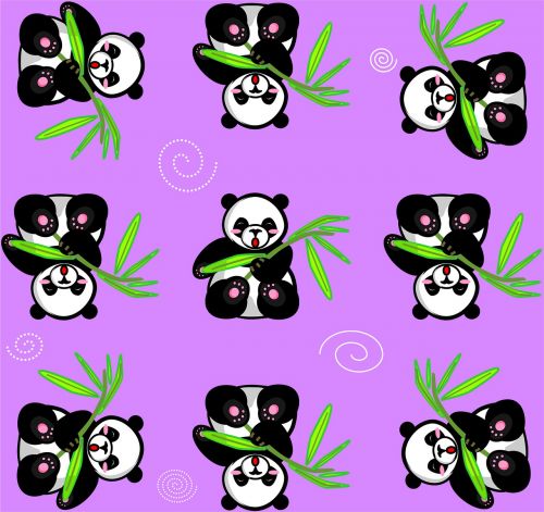 Panda, Violetinė, Bambukas, Laimingas, Mielas, Animacinis Filmas, Gyvūnas
