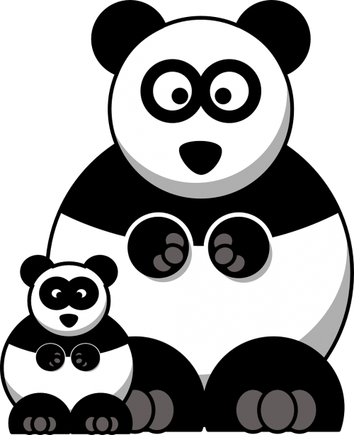 Panda, Šeima, Kūdikis, Riebalai, Animacinis Filmas, Mielas, Portretas, Nemokama Vektorinė Grafika