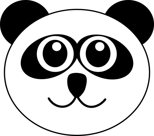 Panda, Turėti, Gyvūnas, Mielas, Animacinis Filmas, Veidas, Galva, Šypsena, Juoda, Balta, Nemokama Vektorinė Grafika