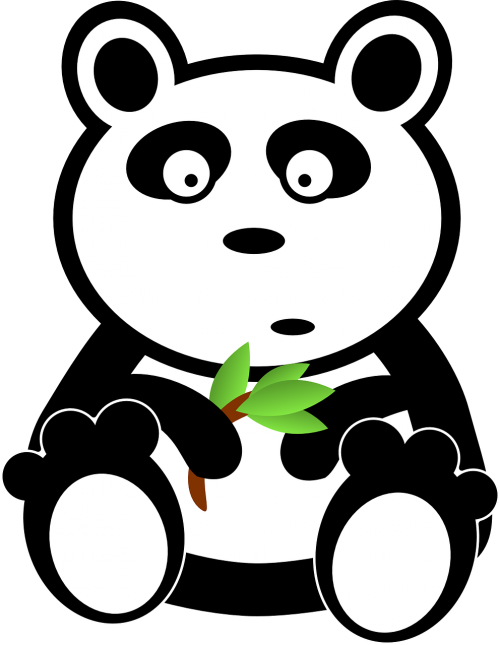 Panda, Bambukas, Maistas, Asija, Lapai, Valgymas, Gyvūnas, Laukinė Gamta, Animacinis Filmas, Žavinga, Izoliuotas, Nemokama Vektorinė Grafika