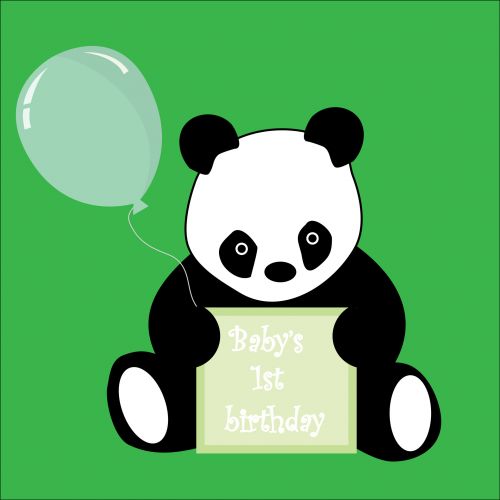 Panda,  Turėti,  Panda & Nbsp,  Bear,  Mielas,  Animacinis Filmas,  Menas,  Iliustracija,  Balionas,  Gimtadienis,  Šventė,  Kortelė,  Kūdikis,  1 Gimtadienis,  Kūdikio & Nbsp,  1 & Nbsp,  Gimtadienis,  Žalias,  Pandos Lydinys