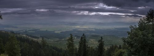 Panorama, Tatry, Slovakija, Gamta, Kalnai, Dangus, Vysoké Tatry, Miškas, Šalis