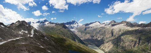 Panorama, Kalnai, Ledynas, Šveicarija, Masyvas