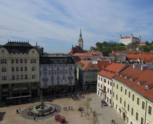 Panorama, Bratislava, Slovakija, Centras, Vaizdas, Europa, Kapitalas, Bažnyčia, Pilis