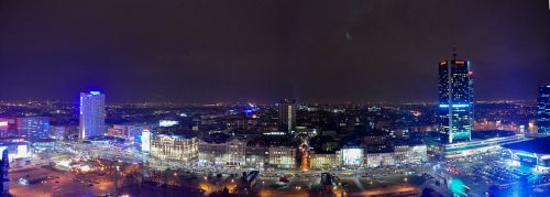 Panorama, Varšuva, Naktis, Šviesa