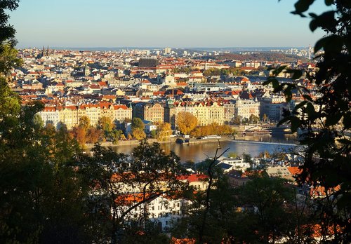 Panorama,  Praha,  Čekija,  Krantinė,  Miestovaizdis,  Miestas,  Stogai,  Turizmas,  Kelionė,  Europa,  Upė,  Medis,  Ruduo