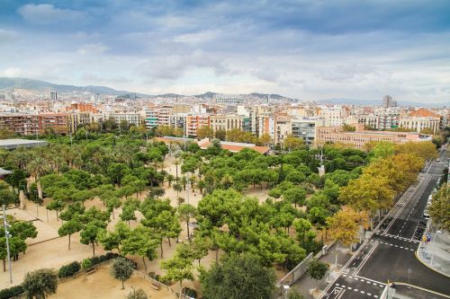 Panorama, Gatvė, Parkas, Tuščia, Barcelona, Ispanija